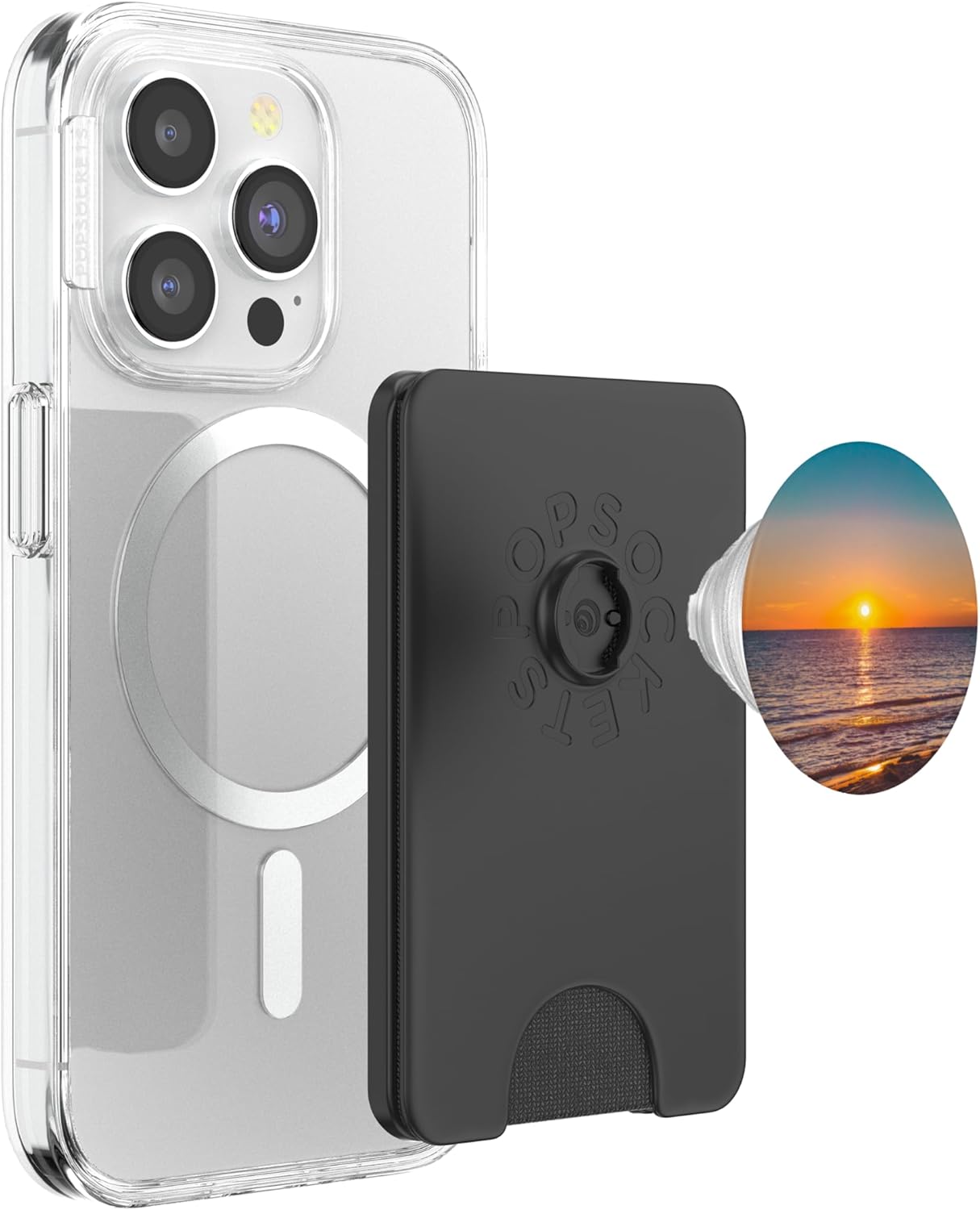 Sunset Beach Ocean PopSockets PopWallet for MagSafe