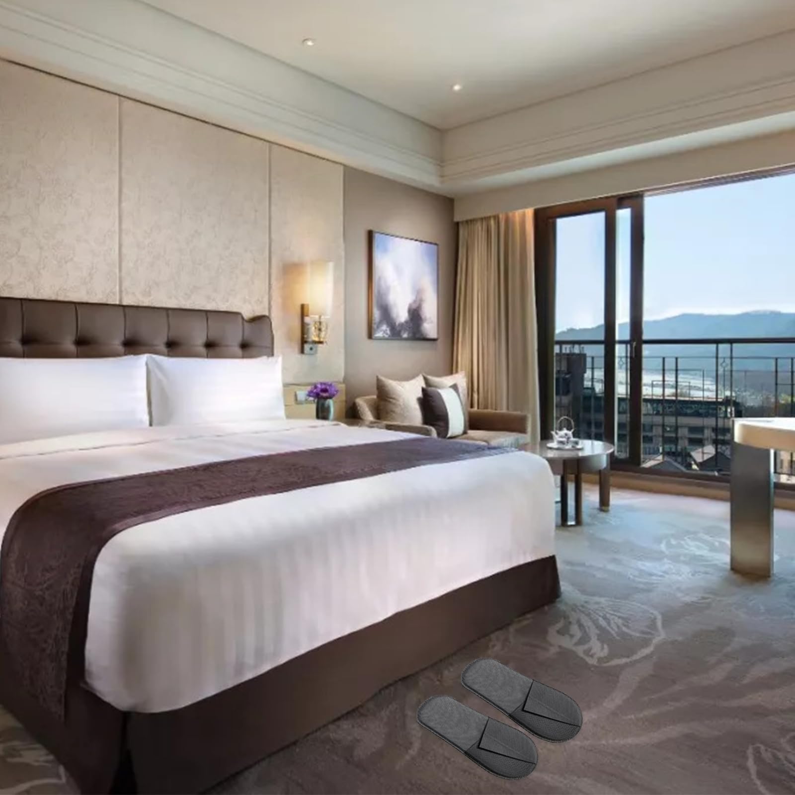 Pantofole Usa e Getta Antiscivolo, 4 Paia Ciabattine in Pile Corallo, Pantofole Hotel, Ciabatte Ospiti, Comfort Chiuse, Portatili e Antiscivolo - Per Hotel, Spa, Casa e Viaggi