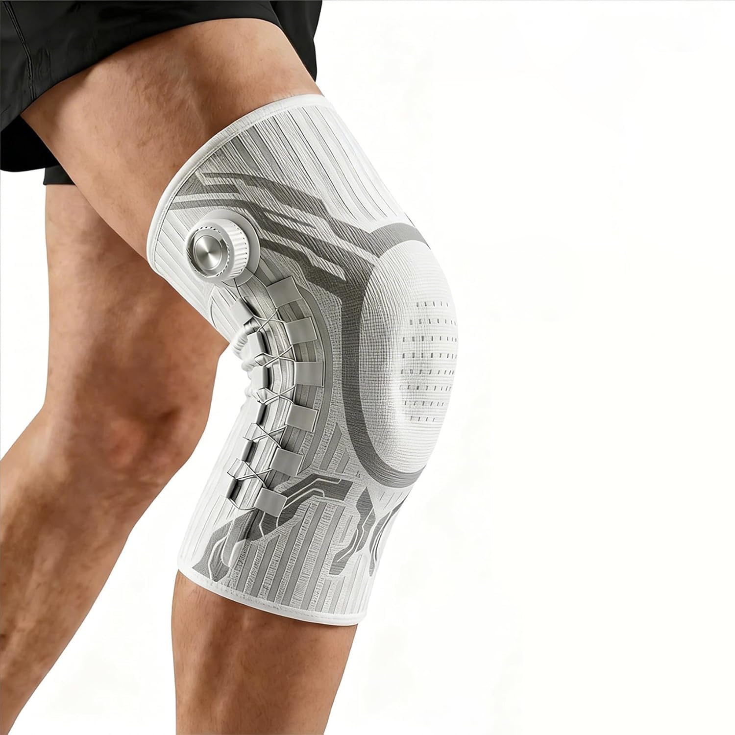 vilaoknie bandage mit Drehverschluss, Vilao Kniestark, Kniebandage Mit Patellaring-Schutz, 3D-Kompression & Rutschfest, für Alltag, Arbeit, Laufen, Fitness und weitere Sportarten (2 Schwarz,S)