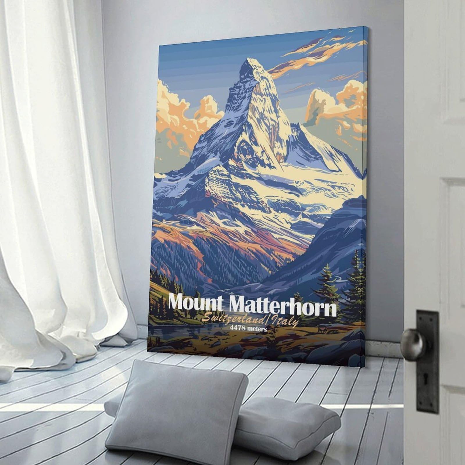 Junmoney Mount Matterhorn Home Decor Wall Art 20x30inch(50x75cm), for Restful Interiors, Bedrooms Or Small Rooms, Decorative Wall Art for Cosy Rooms