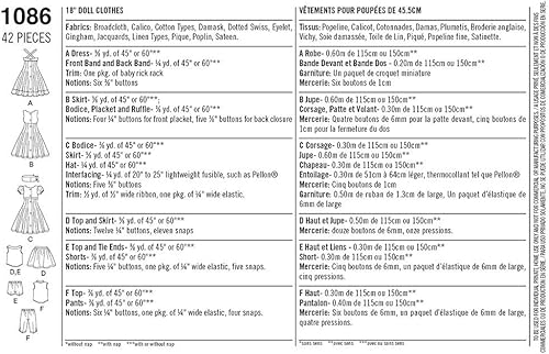 Miniatura 3 de Simplicity 1086 - Juego de ropa de muñeca de 18 pulgadas, patrón de costura, talla única
