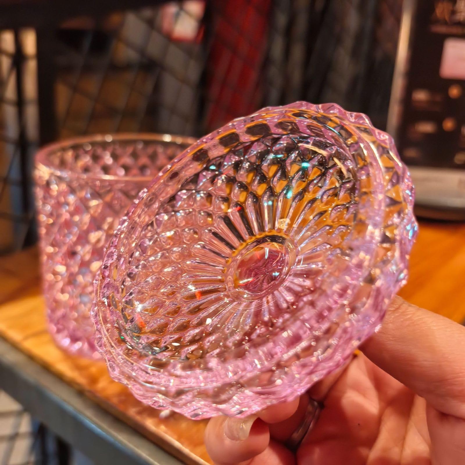 Saim Barattolo di vetro con coperchio, 2 pezzi decorativi per caramelle, 8,6 cm, barattoli per biscotti da buffet, contenitori per alimenti, rosa