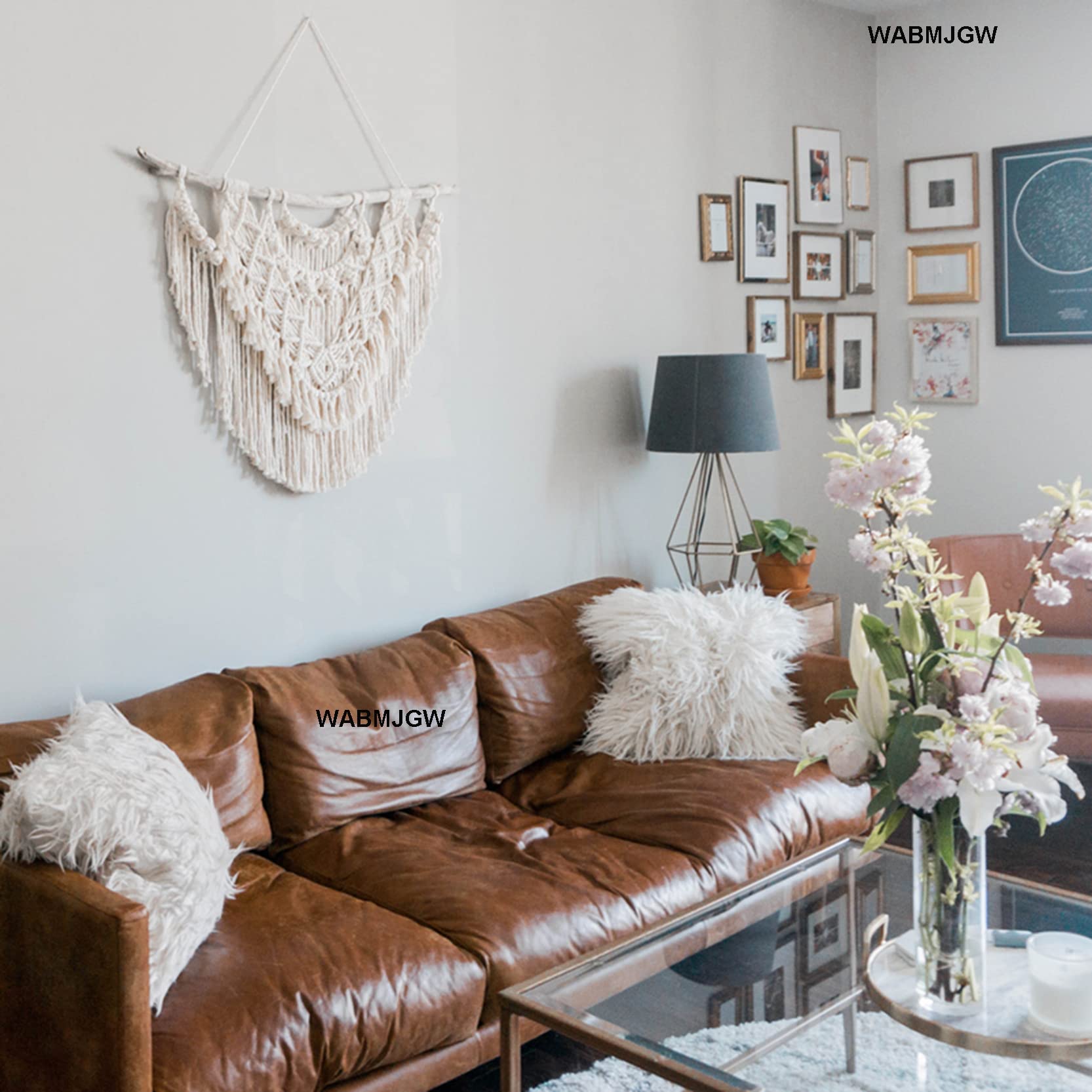 WABMJGW Tapiz de macramé Bohemio para Colgar en la Pared, Tapiz de macramé, Tapiz de Cuerda de algodón, para Colgar en la Pared, para Dormitorio, Sala de Estar, Color Beige, 120 x 100 cm