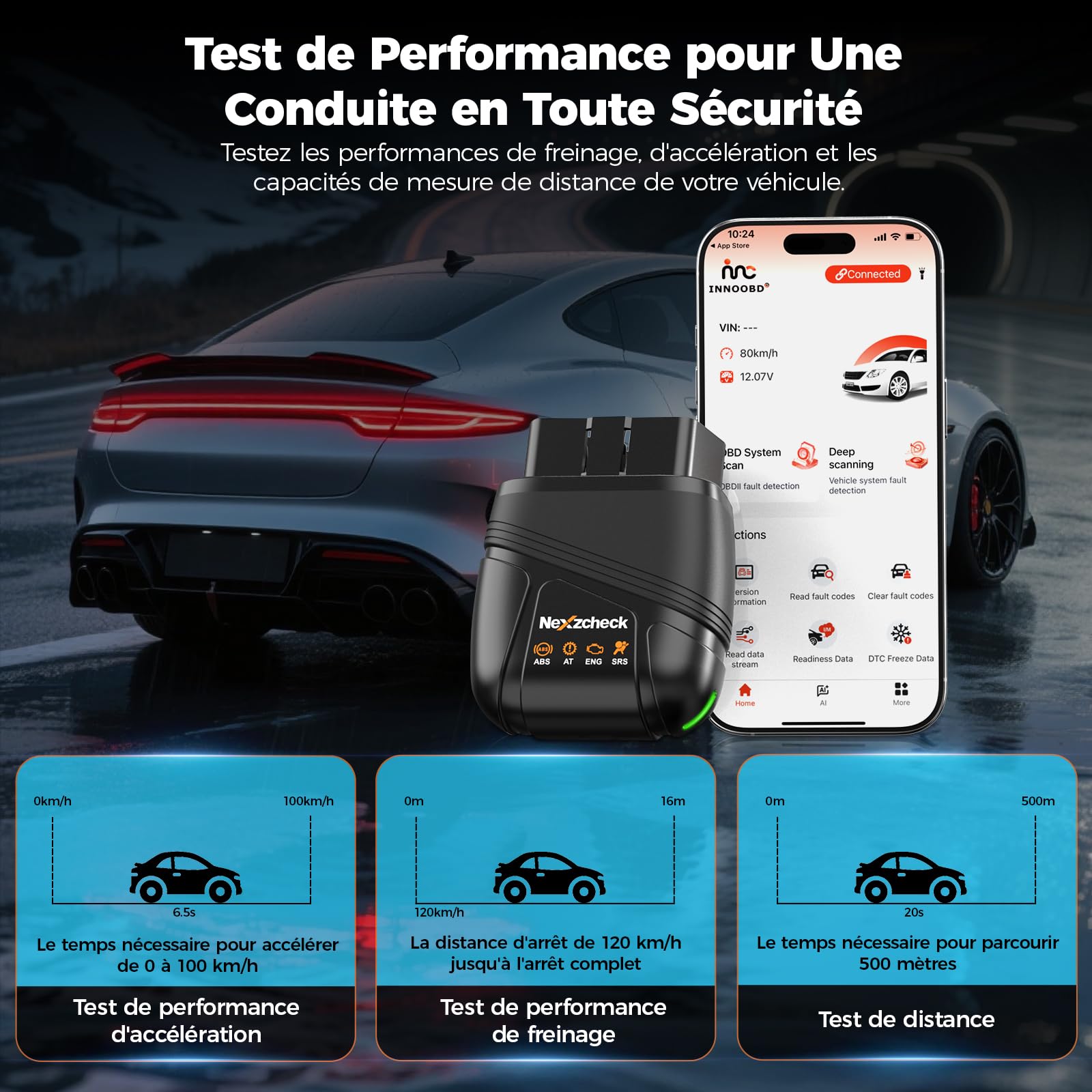 OBD2 Bluetooth Valise Diagnostic Auto : Scanner OBD Multimarque Français pour Diagnostic Moteur/Boîte/ABS/Airbag - Compatible iOS Android Windows - Analyse Complète Systèmes Mise à Jour Gratuite à Vie