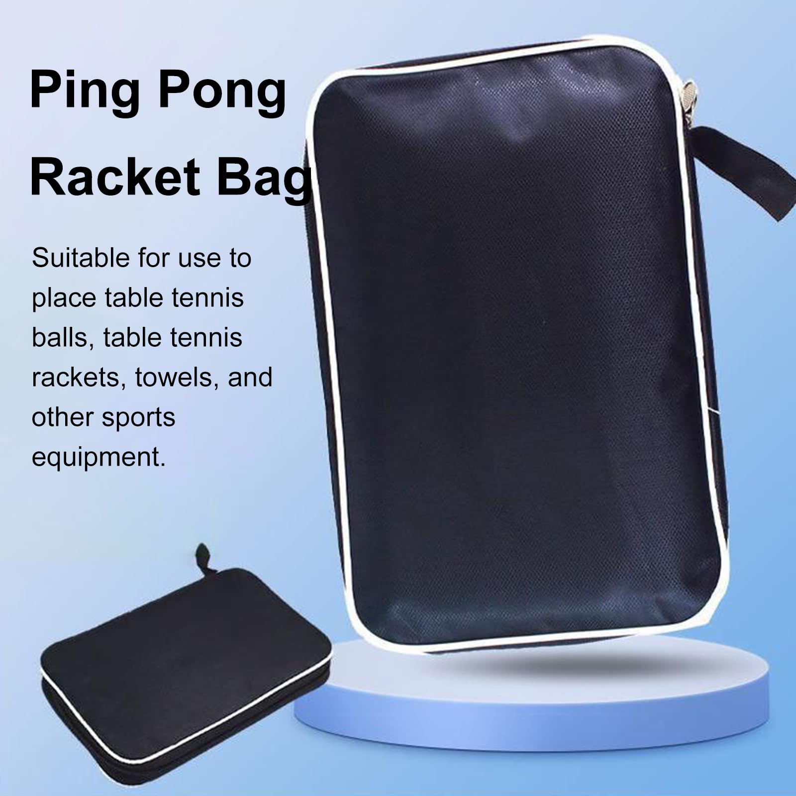 Bolsa de Tenis de Mesa para 2 Raquetas, Impermeable, Compartimiento para 3 Pelotas, 29 x 19 x 6 cm