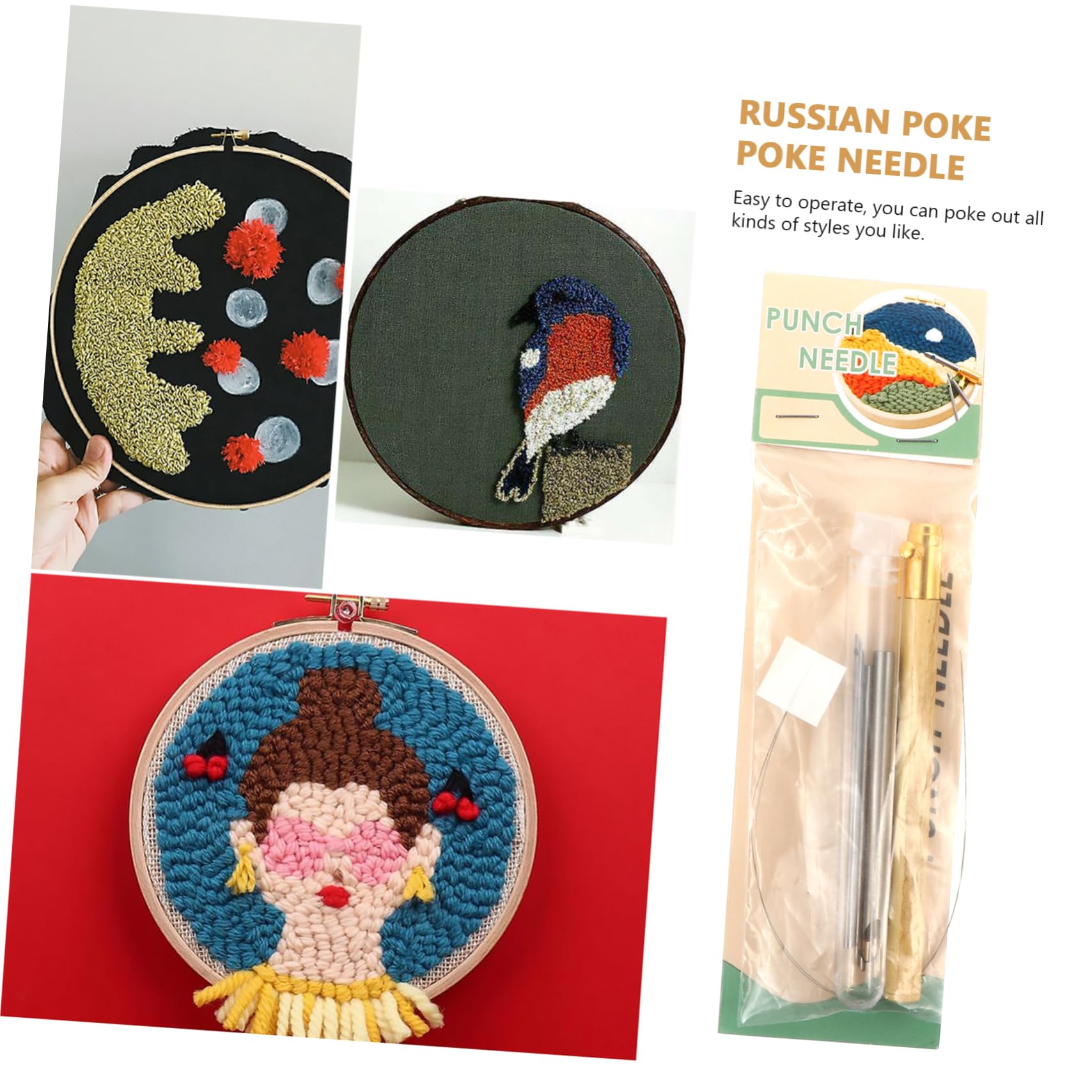NUOBESTY 3sätze Holzgriff Punch Needle Mit Verstellbaren Nadeln Und Fädler Für Stick Und Webarbeiten Für Anfänger Und Fortgeschrittene Geeignet Ergonomisches Design Für Komfortables
