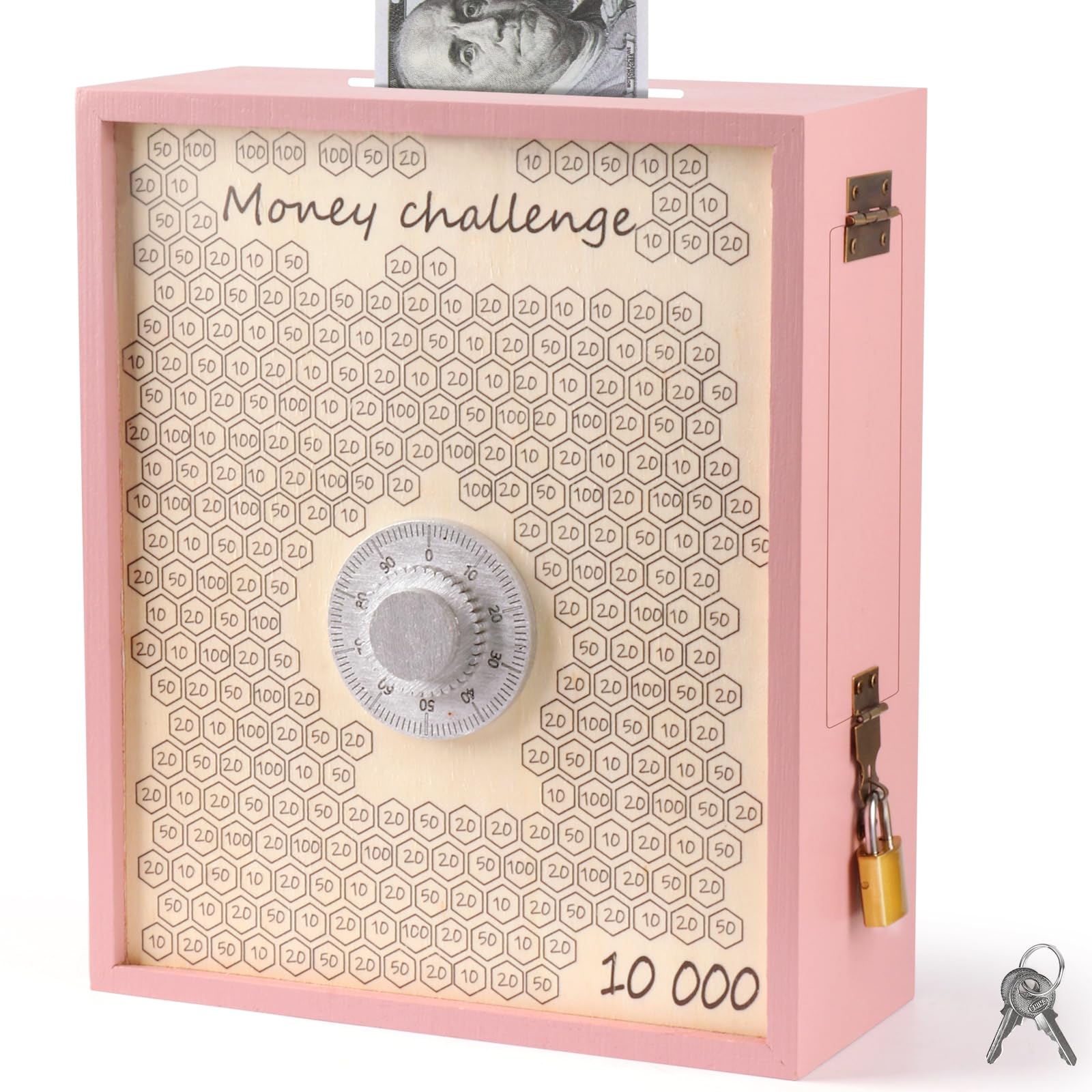 100 Saving challenge デザイン⑫ Box ver. 100 Day Money Saving Challenge Box: Laminated Envelopes & Stickers