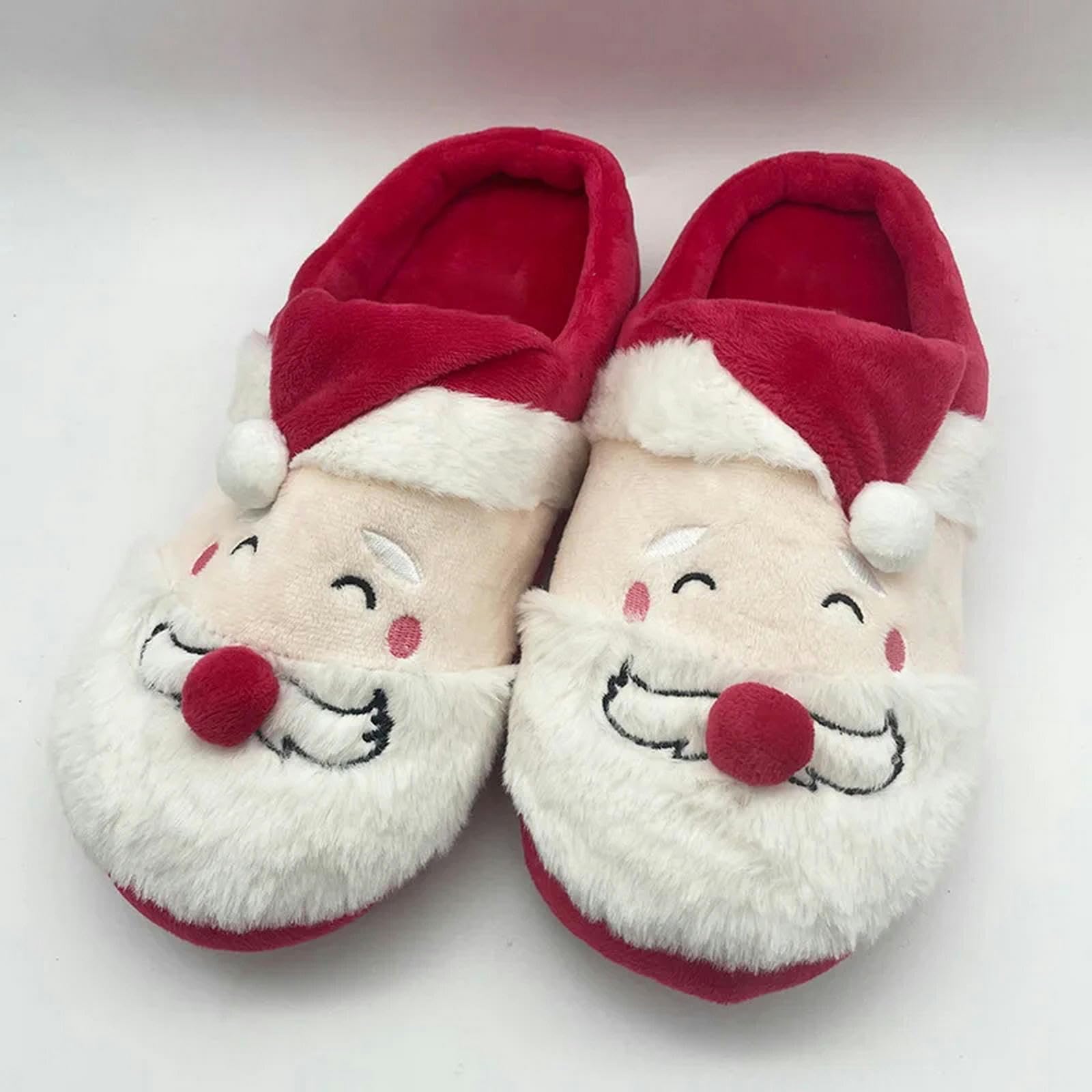 Kapcie Rote Baumwollschuhe Święty Mikołaj Baumwollschuhe Ciepłe Innenschuhe Weiche Bodenschuppen
