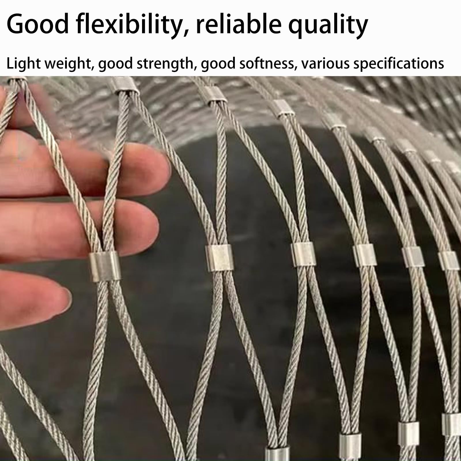 304 Malla de Cuerda de Acero Inoxidable,Valla Metálica para Terrazas,Red de Seguridad para Balcones,Flexible Cable de Malla de Acero Inoxidable,vallas metalicas，malla metalica，malla ganadera(Wire diam