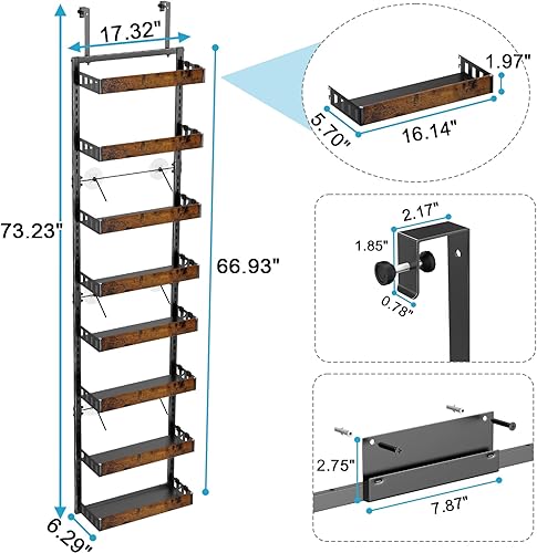 Miniatura 3 de bukfen Organizador de despensa para puerta, cesta de madera ajustable de 8 niveles, organización y almacenamiento de puerta de despensa de cocina,