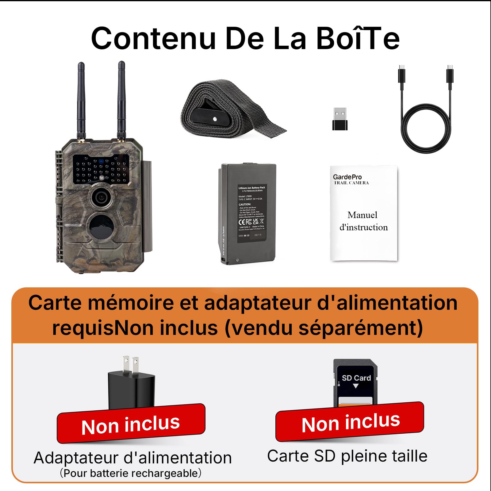 GardePro E6 2.0 Pro 4K Camera de Chasse WiFi, Batterie de 7800 mAh, Portée WiFi de 50 mètres, 64MP Caméra de Chasse Connectée Telephone, Camera Vision Nocturne Animaux Exterieur