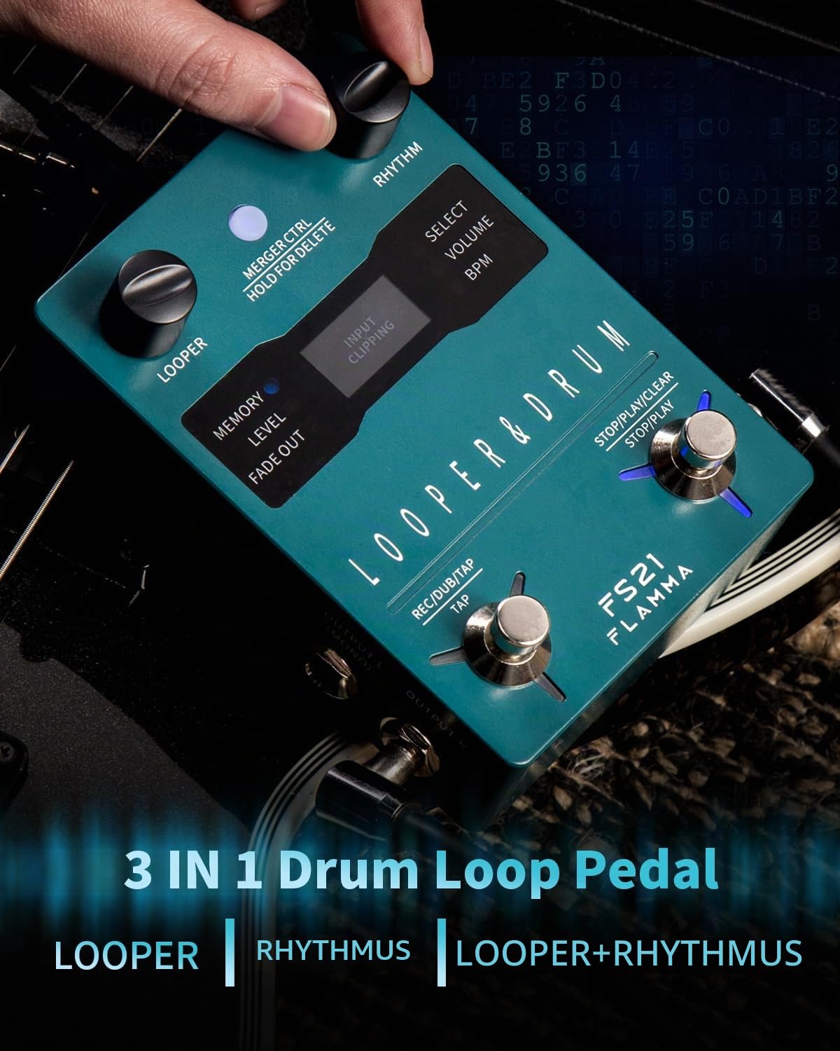 FLAMMA FS21 Stereo Gitarren-Looper-Pedal & Drum-Machine 2-in-1 mit 160 Minuten Loop-Aufnahmekapazität 100 Schlagzeug-Grooves 10 Metronom-Unterstützung Software-Bearbeitung