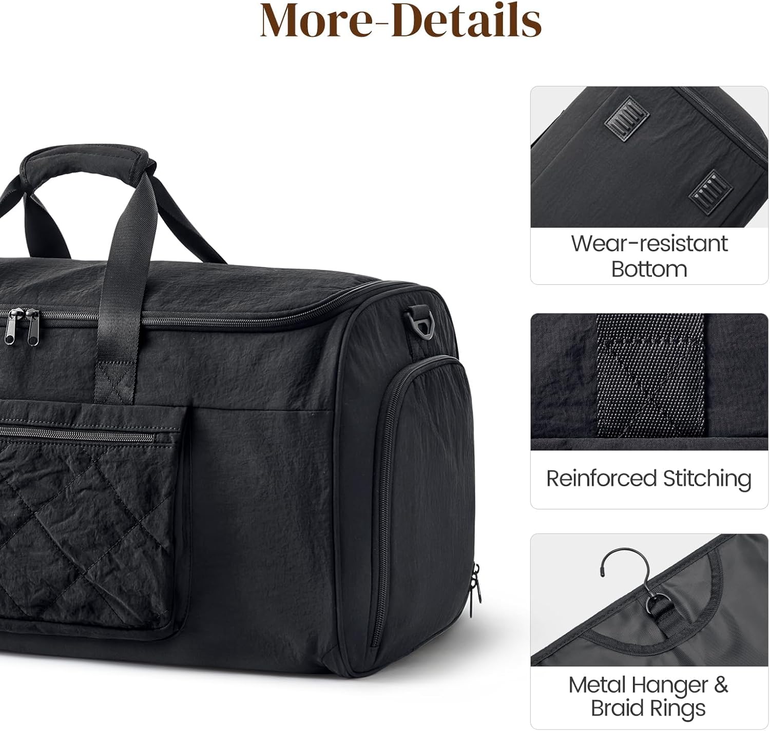 S-ZONE Garment Duffle Bags for Travel Carry on Convertible 2 in 1 Suit Bags Hanging Suitcase with Toiletry Bag 50L - Image 9