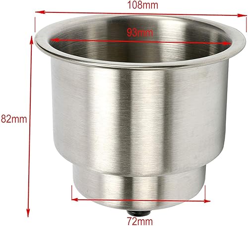 Miniatura 3 de Amarine Made 2 portavasos de acero inoxidable con drenaje, portavasos para barco, automóvil y marina, portavasos para bebidas, portavasos de acero