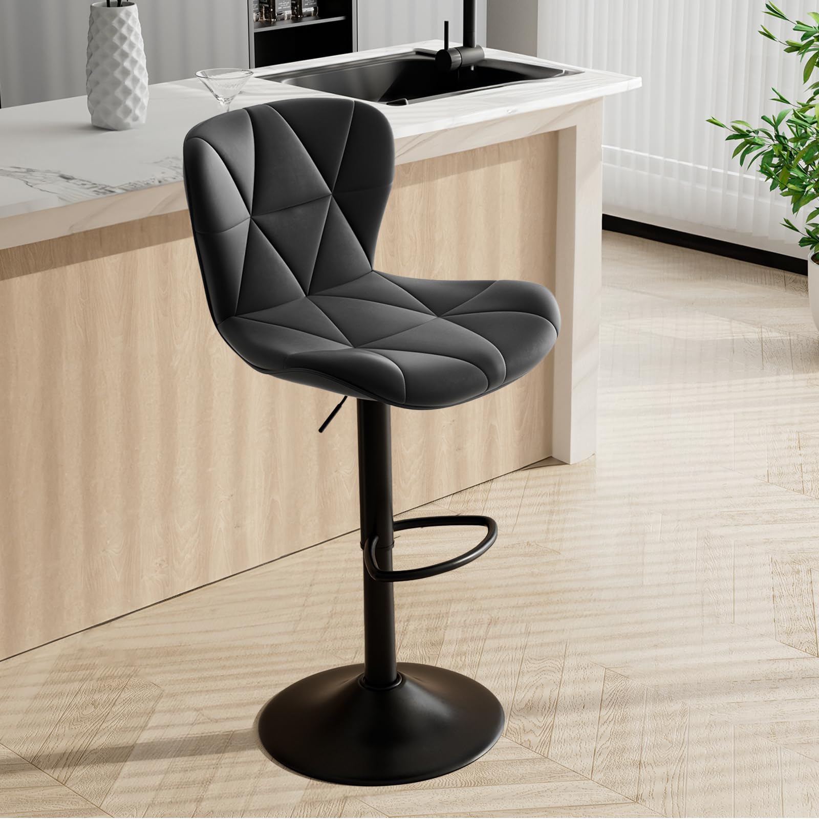 Hawthyhome Bar Stools Set of 1 Swivel Breakfast Bar Stools Black