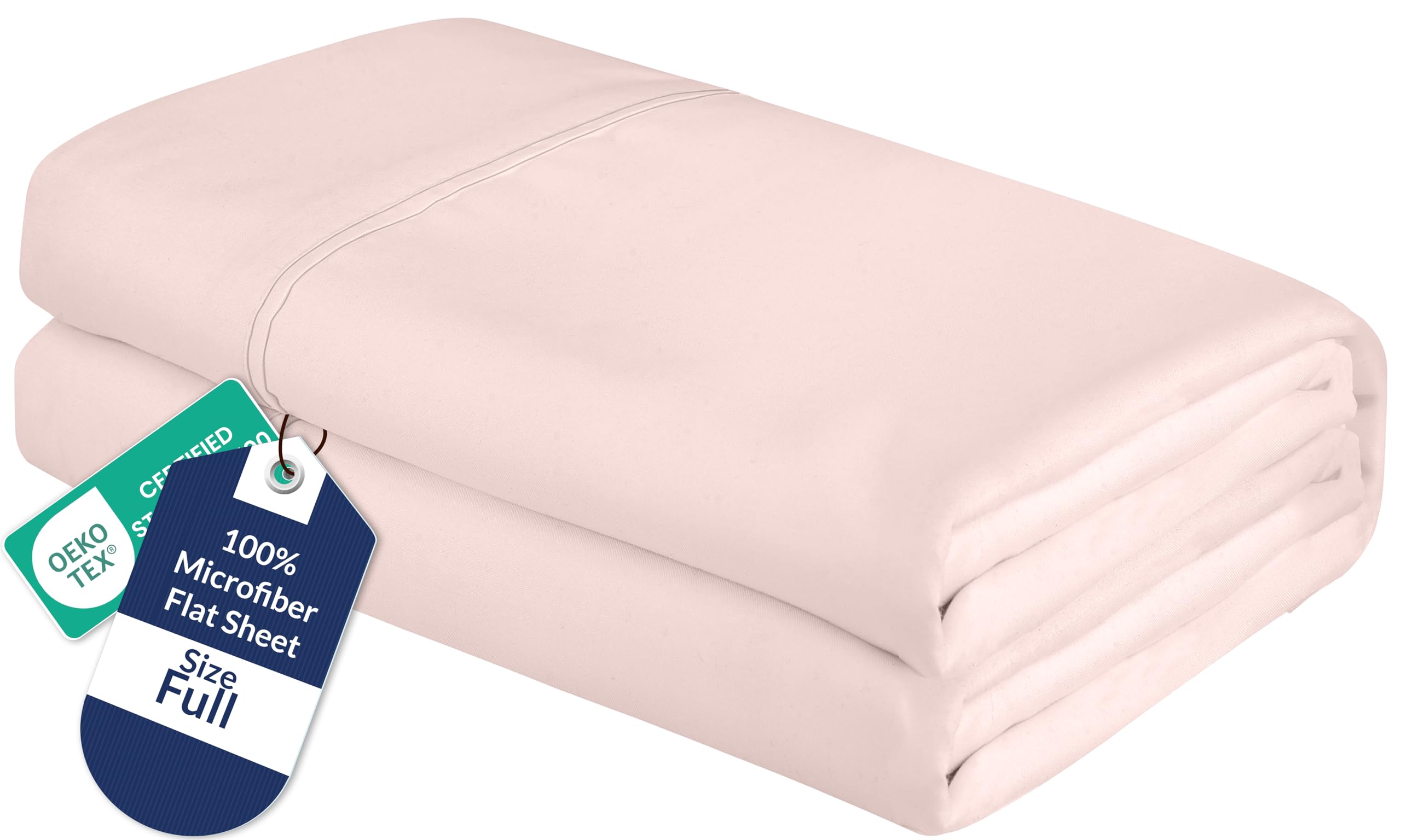 Royale Linens Full Flat Sheet - Ultra Soft Brushed 1800 Microfiber Flat Sheets Only - Wrinkle Free &amp; Stain Resistant - Hotel Quality Top Sheet for Bed (Full, Pink)