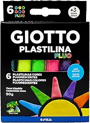 GIOTTO Massinha Plastilina Fluo, 6 Cores Fluorescentes, 90g, Não Seca
