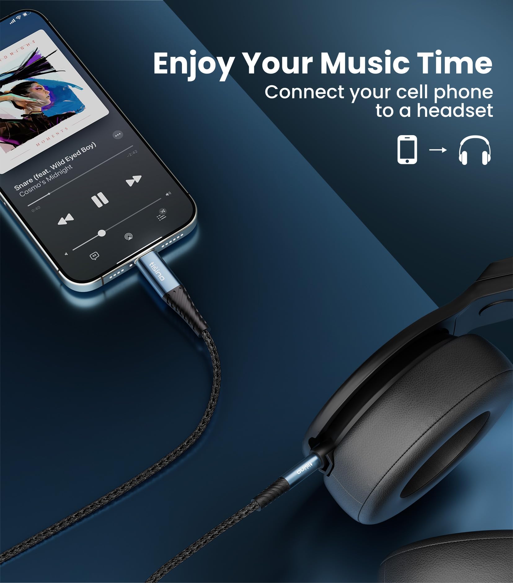 Tisino Cavo Aux 3,5mm a usb C (0,5m), cavo ausiliario per cuffie stereo Hi-Fi, compatibile con iPhone 15, 15 Pro Max Plus/Galaxy S24/S23 Ultra/iPad Pixel 9