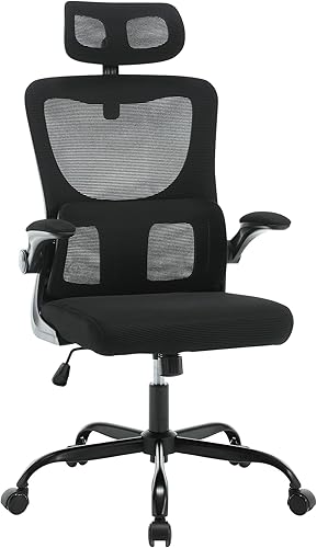 Westice Silla de oficina ergonómica, silla de oficina ejecutiva de malla con brazos abatibles y altura ajustable, cómodas sillas de escritorio