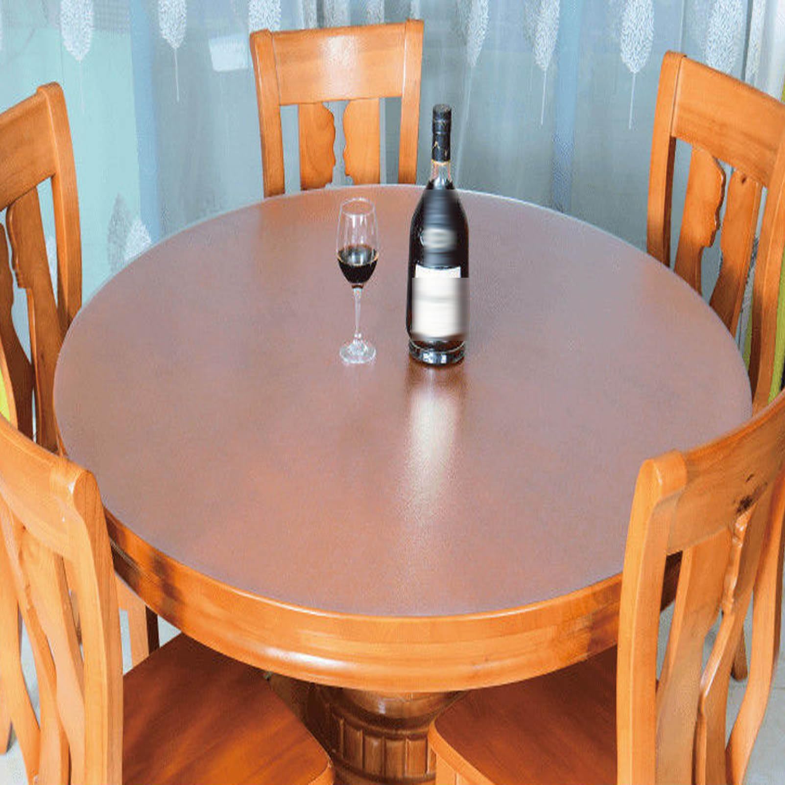 Nappe ronde en PVC givré 115 cm anti-rayure pour table en verre