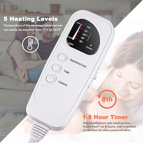 Miniatura 7 de Calentador de mesa de masaje: almohadilla térmica eléctrica WELLHUT lavable a máquina con 5 niveles de calor, 8 ajustes de temporizador, sistema de