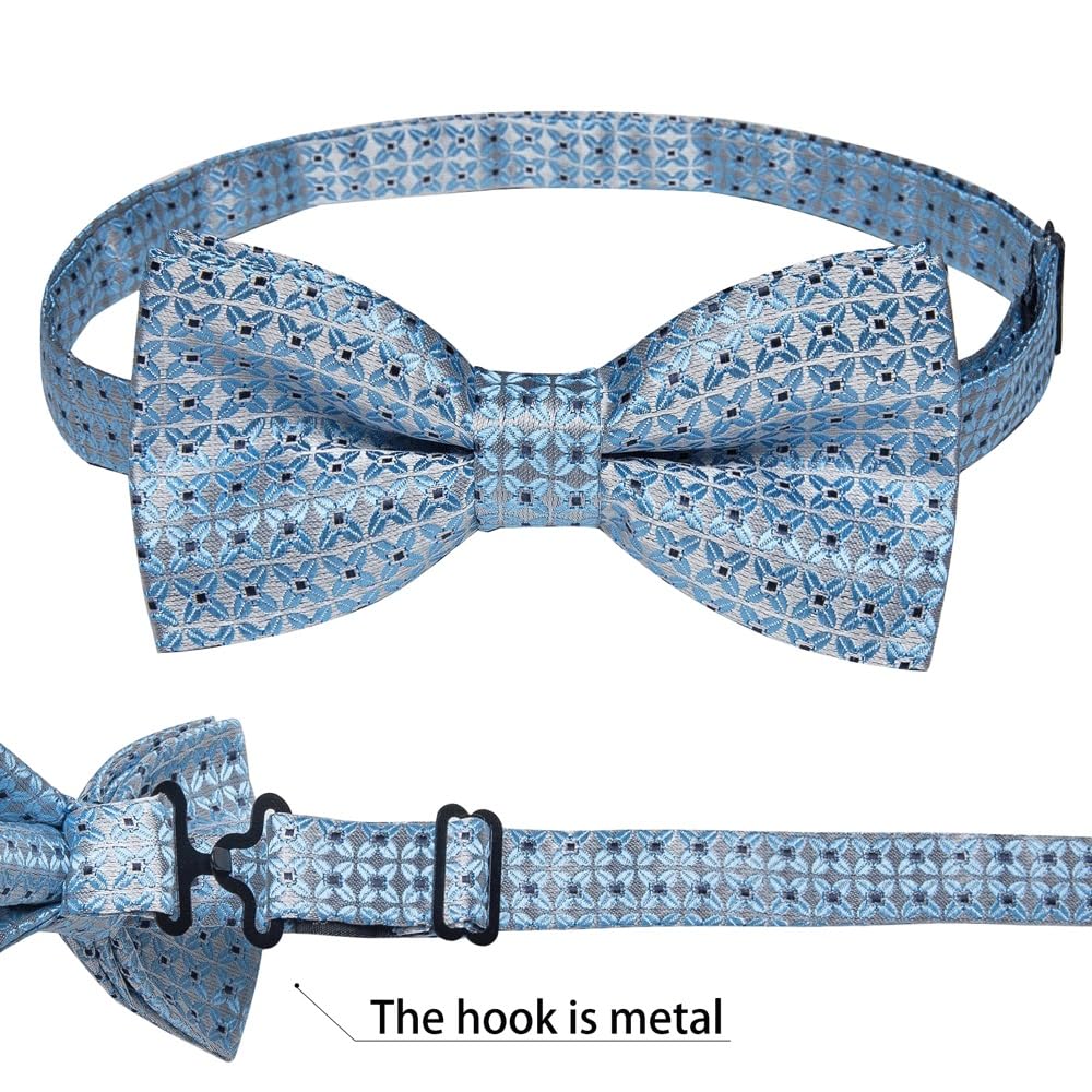 JFDBGU Handkerchief Man Accessory Wedding Bow Tie Silk Pre-tied Bowtie Cufflink Set for Party