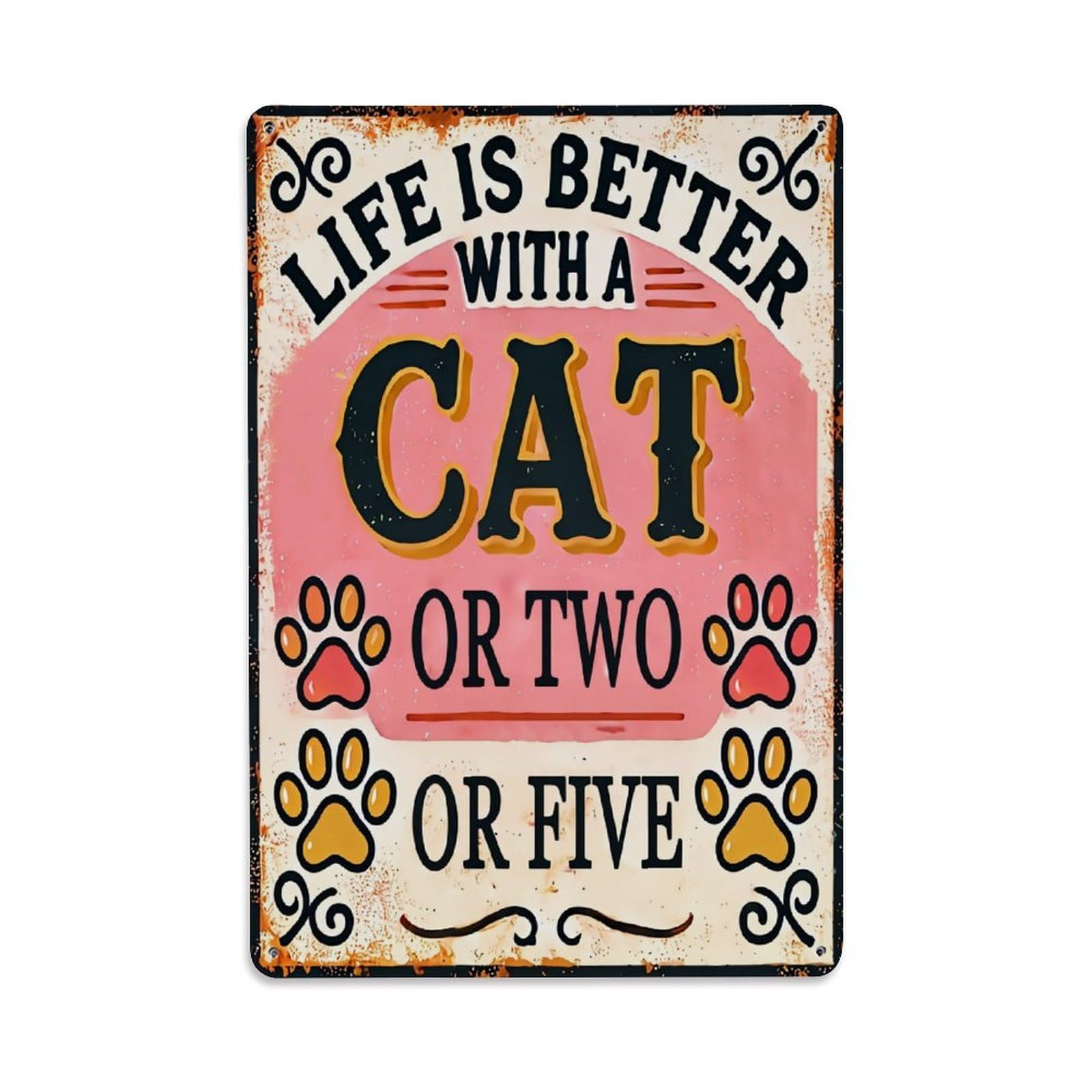 Jdyaojiesheng Vintage Life Is Better With Cat Tin Sign Retro Metal Wall Decor Metal Poster, Home Bar Garage Farmhouse Cafe Wall Art Decoration 8X12inches