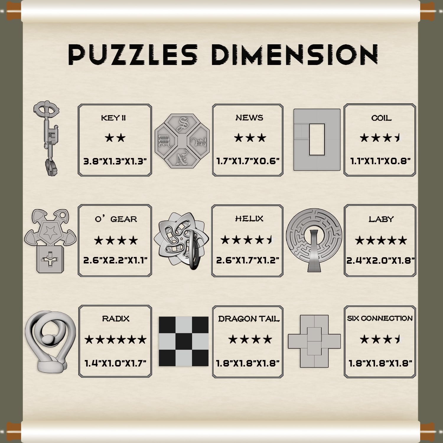 NORDISTRICT Metal and Wood Mechanical Puzzle Box Set 9 Pieces, Adults and Teenagers 3D Puzzle Games, Handheld Decoder Lock Toy - Image 2