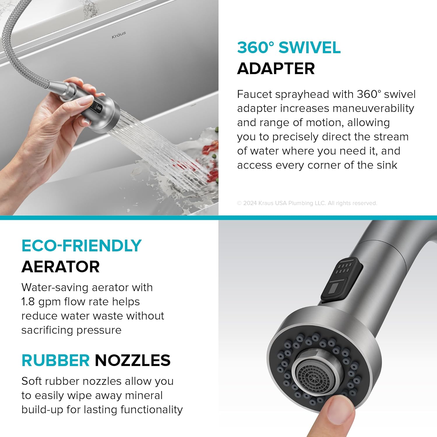 KRAUS Bolden 2-Function Single Handle Pull Down Kitchen Faucet in Matte Black, KPF-1616MB - Image 5