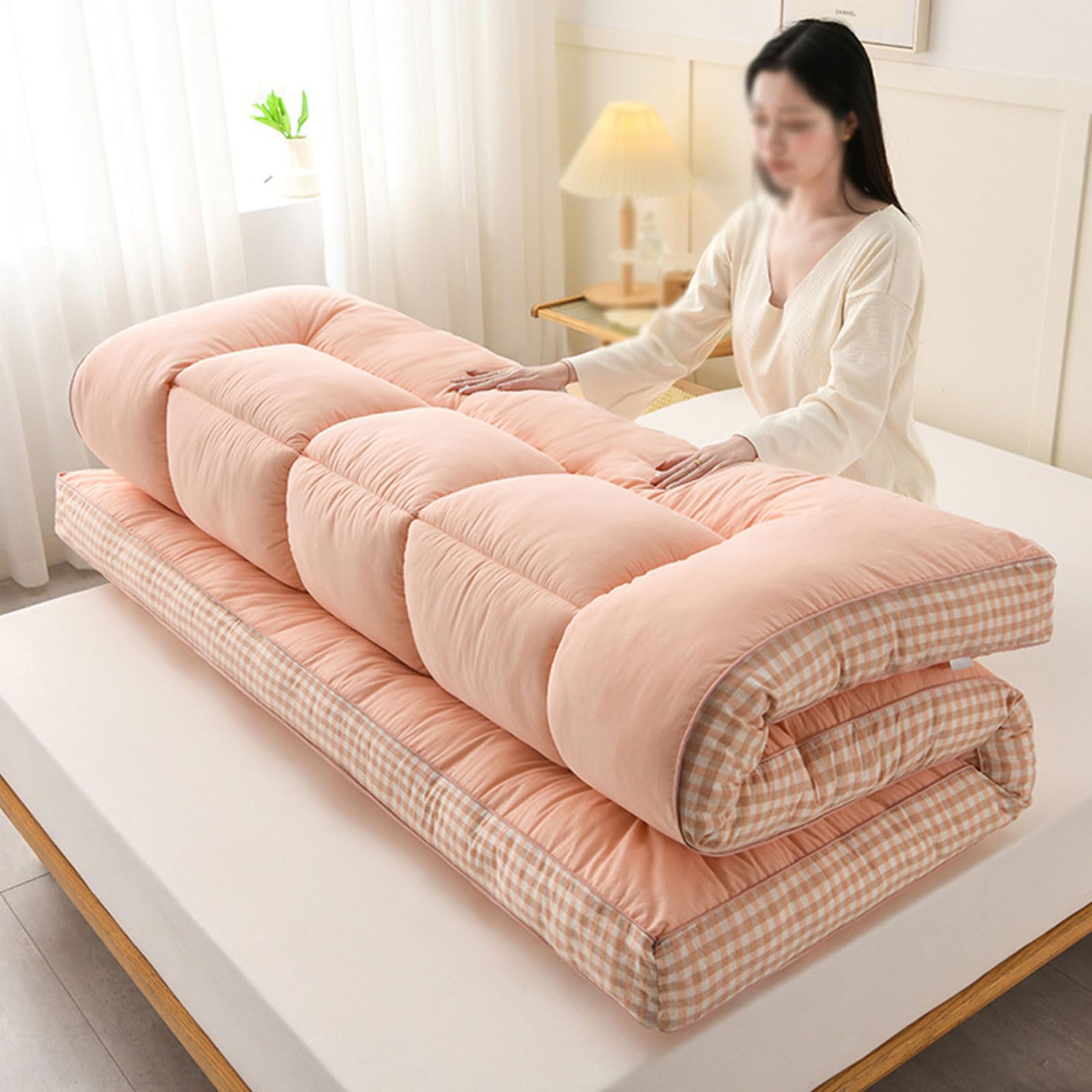 Japoński materac podłogowy futon pojedyncza/podwójna składana mata na łóżko podłogowe pogrubiony materac do spania szary 90 x 200 cm dom akademik niezbędne