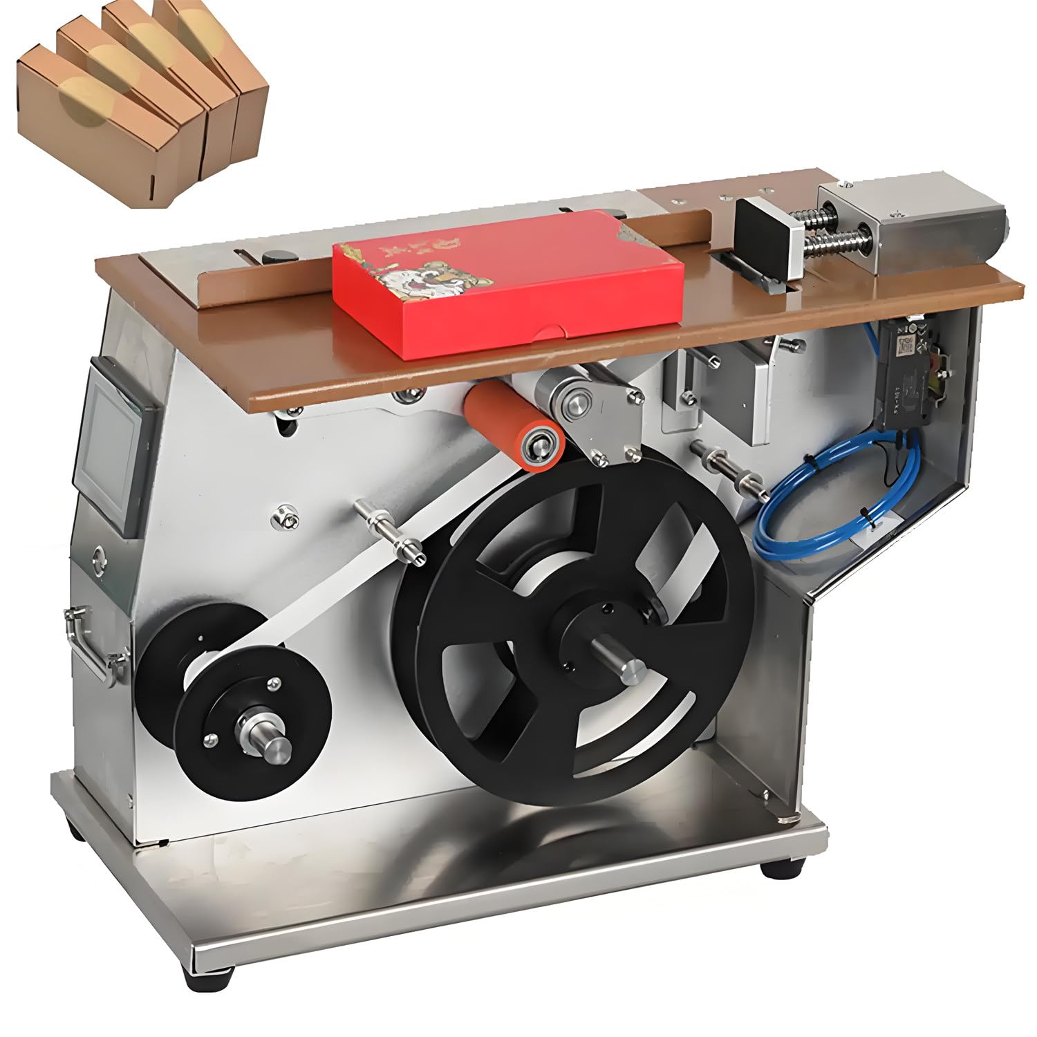 YXZQLOZ Fully Automatic Right Angle Labeling Machine,30-60PCS/Min for L-Shaped Sealing Cosmetic Boxes, Electronic Products,Plc Touchscreen Control