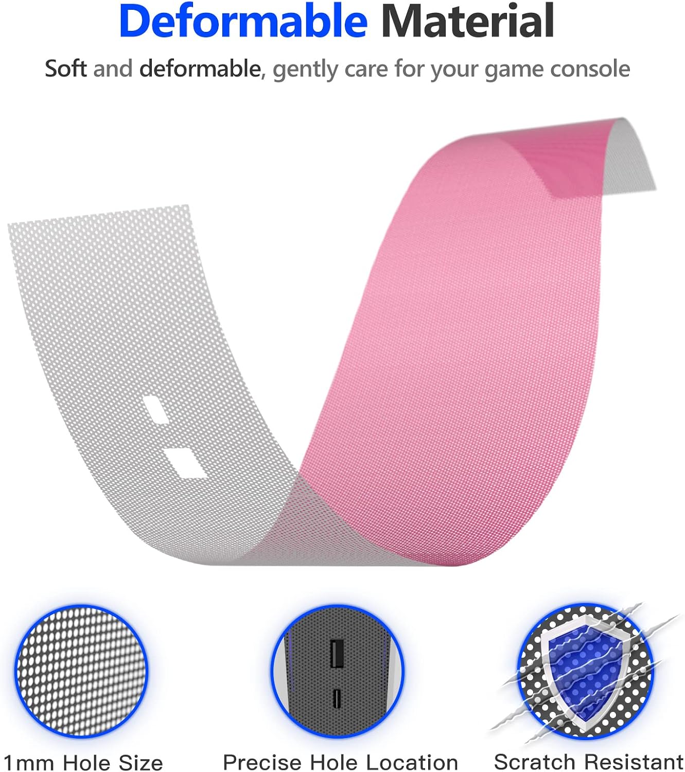 Dust Cover Net for PS5 Console, PS5 Heatsink Barrier Pets Hair Anti-dust Cover Dustproof for PlayStation 5 Optical Drive Version/Digital Version Game Console Accessories. (Pink)