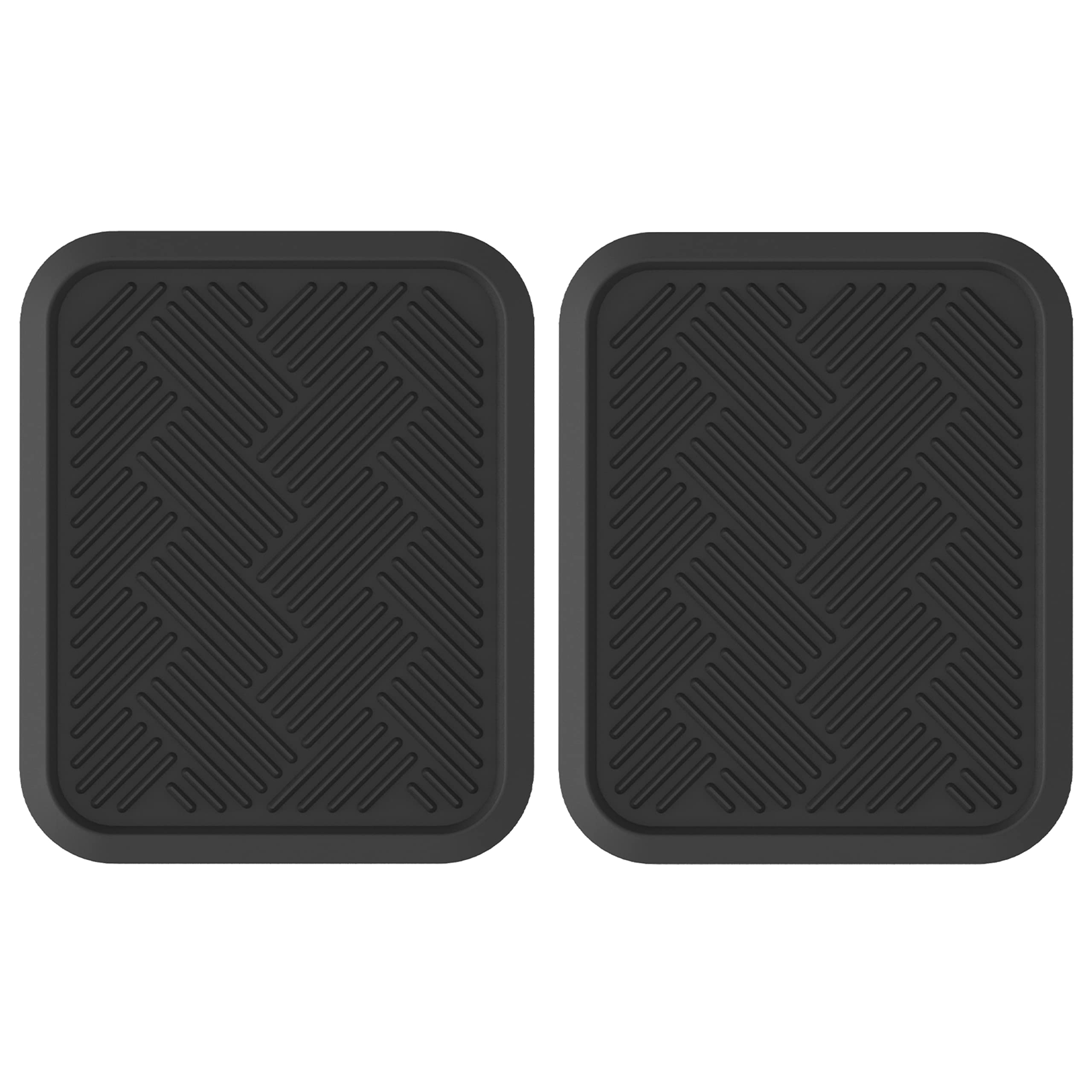 ClimaTex Heavy Duty Car, Truck, Van, and SUV Automotive Floor Mat for Back Seat Protection, Weatherproof Deep Channel No-Slip Back Seat Floor Mats, 2 Piece Set, Black