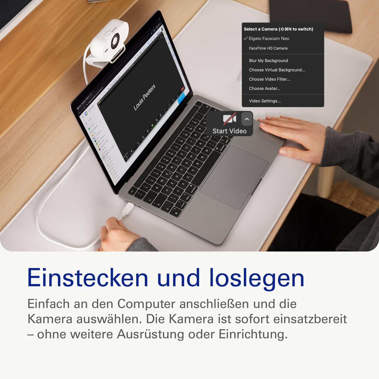 Elgato Facecam Neo Full HD-Webcam mit Sichtschutzkappe, Lichtkorrektur, USB-C, Plug & Play