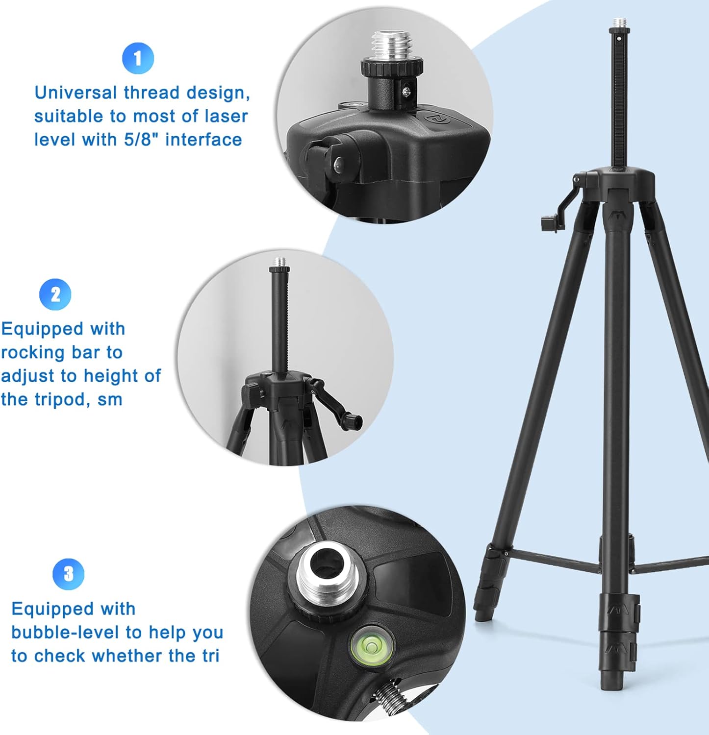 1.5M Level Tod Adjustable Height Aluminium Alloy Extension Bar Tod Bracket Leveling Hine Telescoping Pole with Bubble-Level