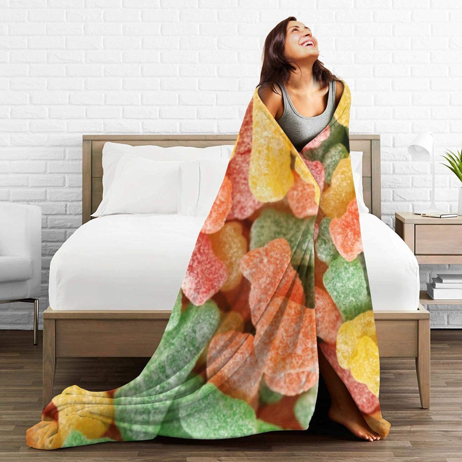Pindola Kuscheldecke – Buntes Süßigkeiten-Design, Superweich & Flauschig, 152x127 Cm, Vielseitig Für Sofa, Bett & Unterwegs