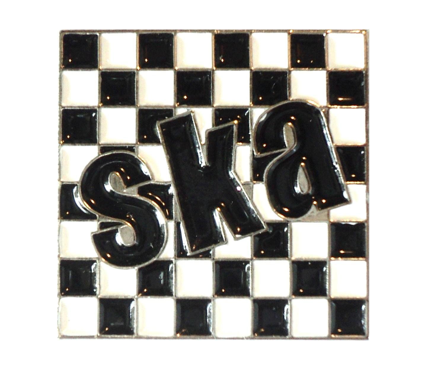 Mercmad Multicoloured Chequerboard Ska 2 Tone Black & White Music Metal Enamel Badge