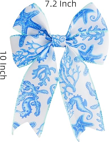 Miniatura 2 de Meseey 2 lazos grandes de arpillera con patrón de color blanco y bayas de 10.8 x 8.8 pulgadas, para casa de pájaros, lazos para decoración de árbol