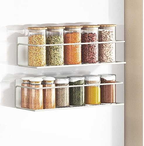 Miniatura 8 de Estante magnético para especias para nevera, estante de cocina, organizador de especias gris, paquete de 4 con soporte magnético para toallas de