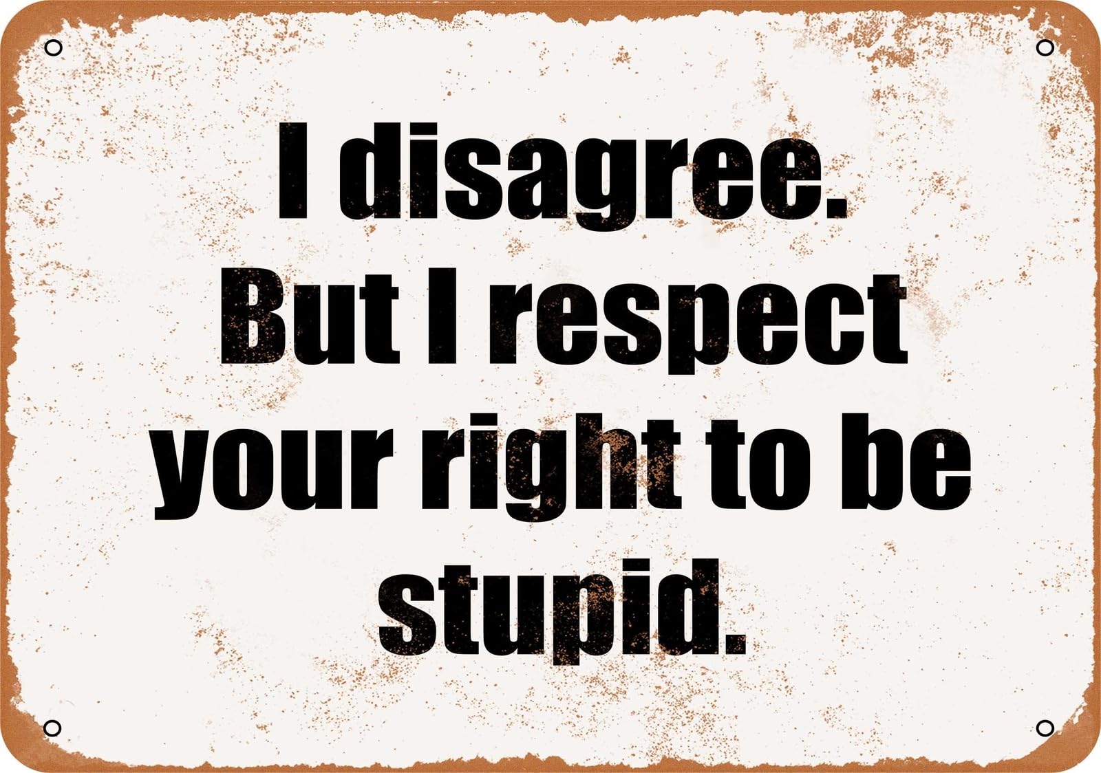 Miaomansenstore Metal Sign - I Disagree But I Respect Your Right To Be Stupid- Vintage Look Home Decor