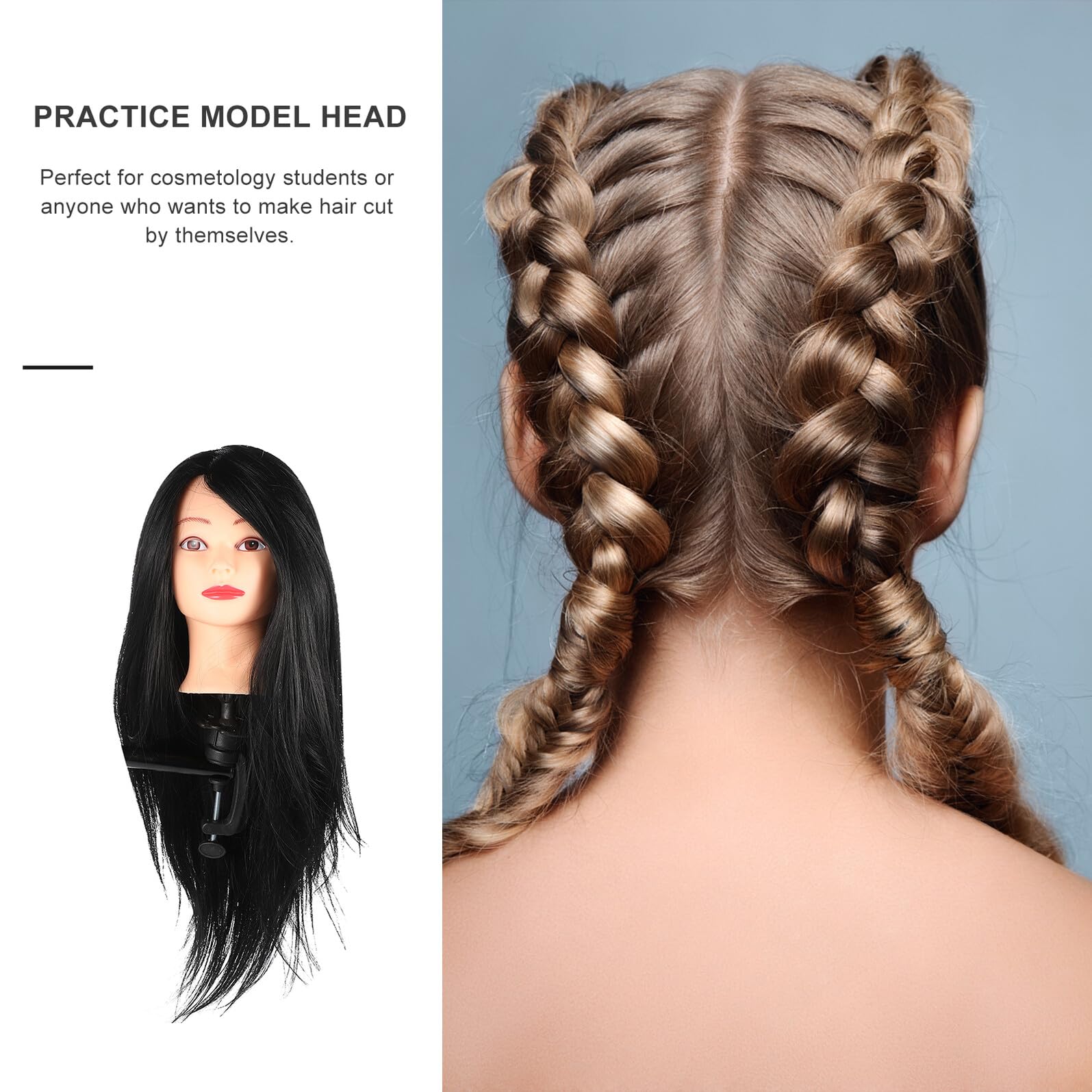 Ipetboom Tête de Mannequin pour Coiffure Matériel Entraînement pour Cheveux Support de Coiffure pour Tresses et Boucles