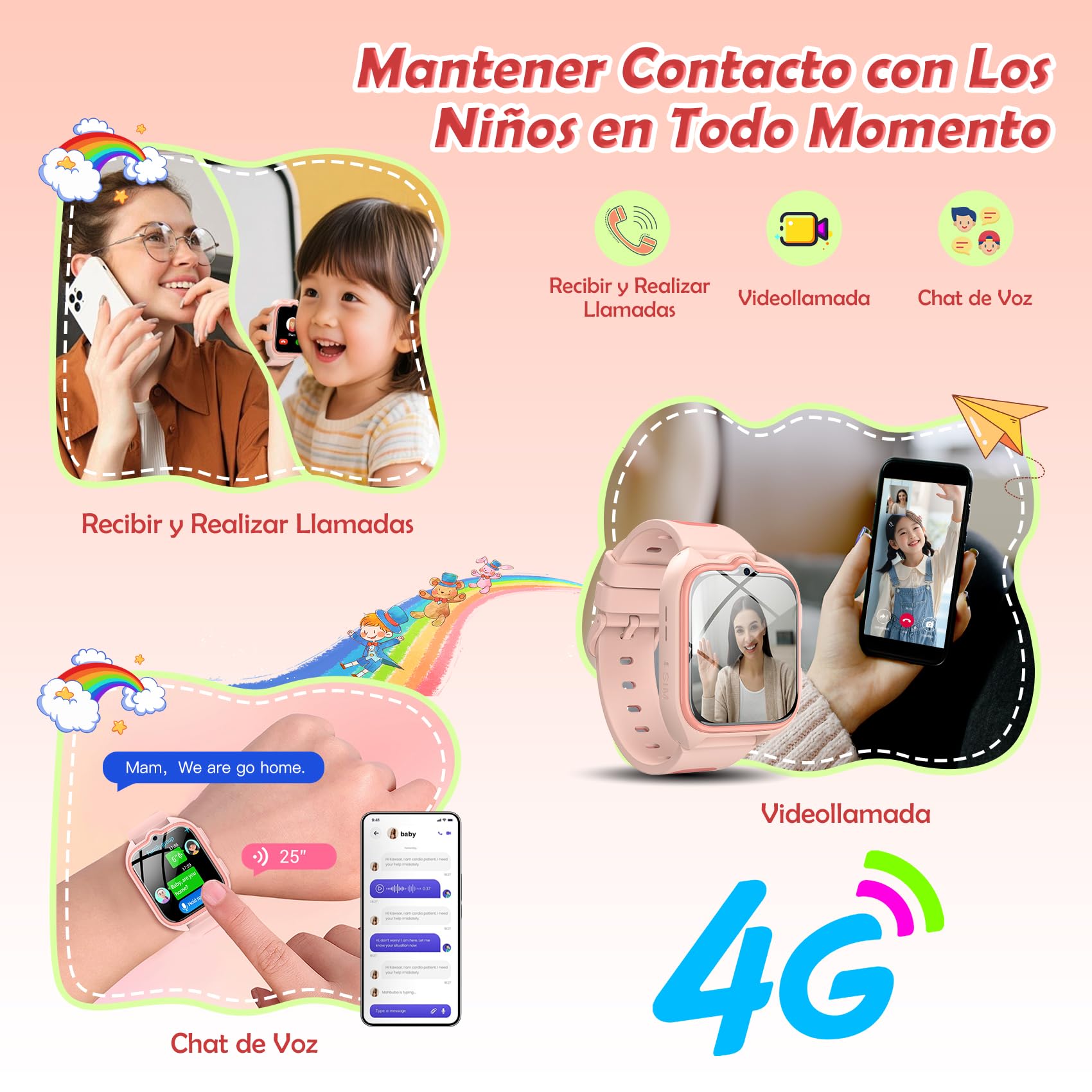Smartwatch 4G Niñas 1.75" con Videollamadas GPS 800 mAh