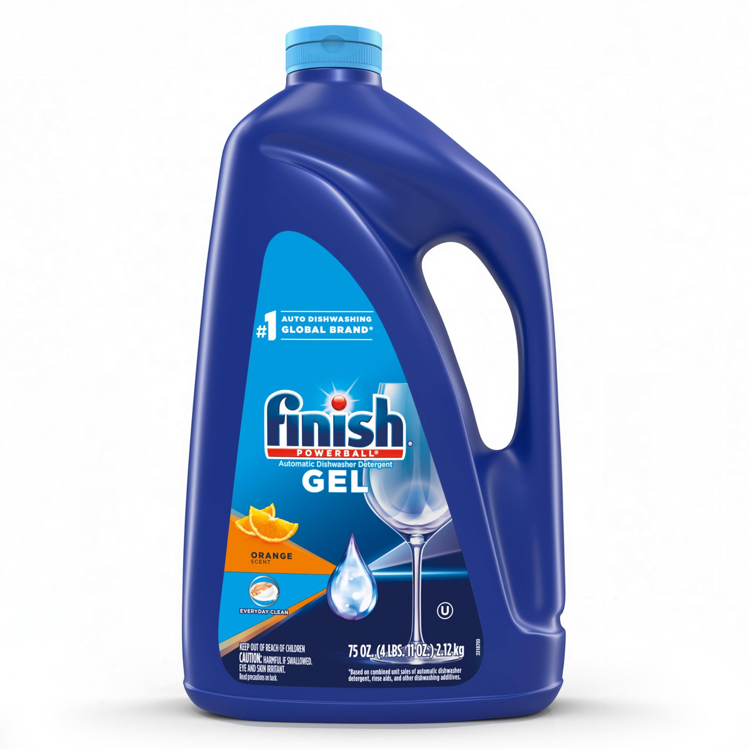 Finish Gel Liquid Dishwasher Detergent, Advanced Deep Cleaning Power Dish Soap, Fights Tough Stains, Dishwasher Soap, Septic Safe & Plastic-Free Dish Detergent, Orange Scent, 75oz