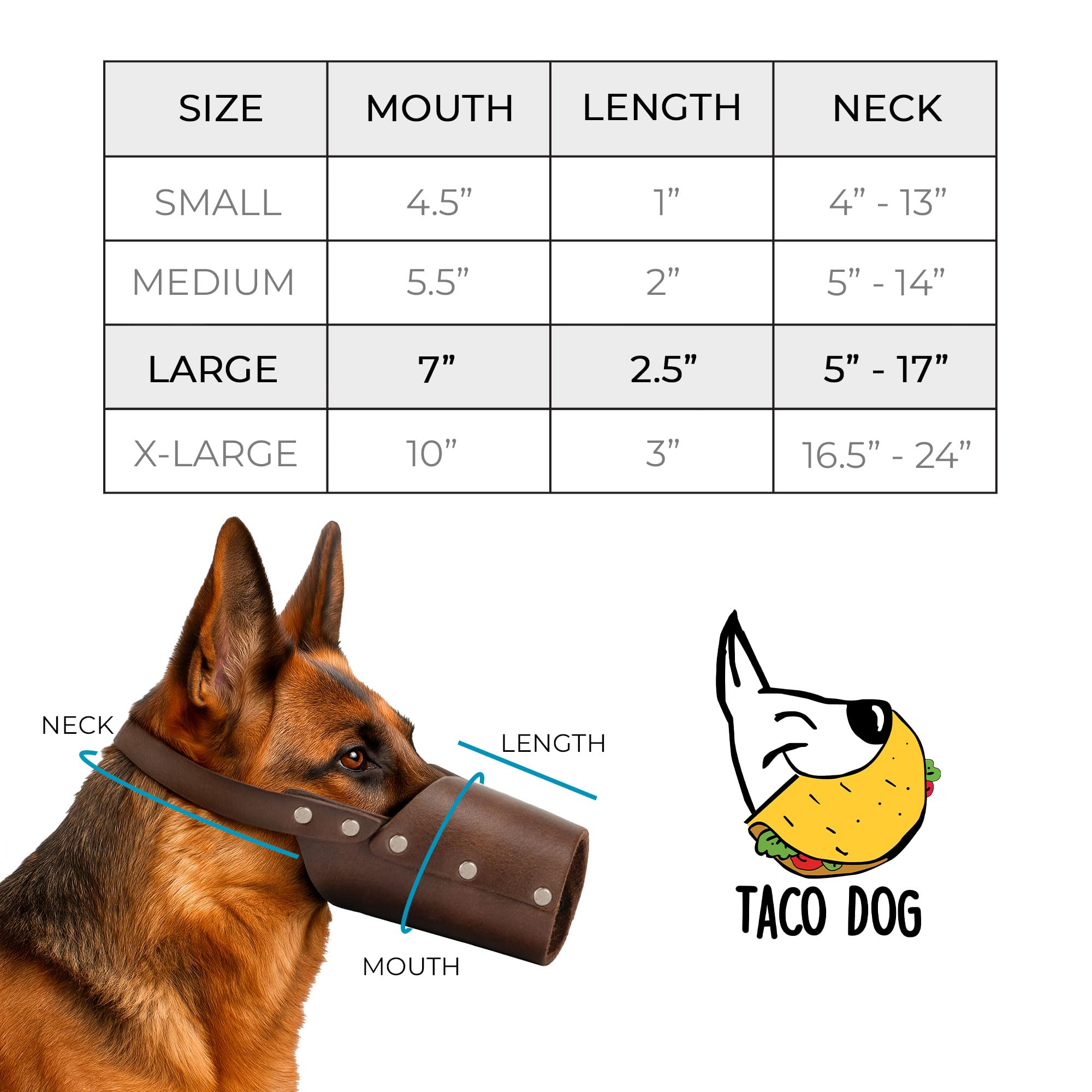 Taco Dog, Leather Dog Muzzle Guard Handmade from Full Grain