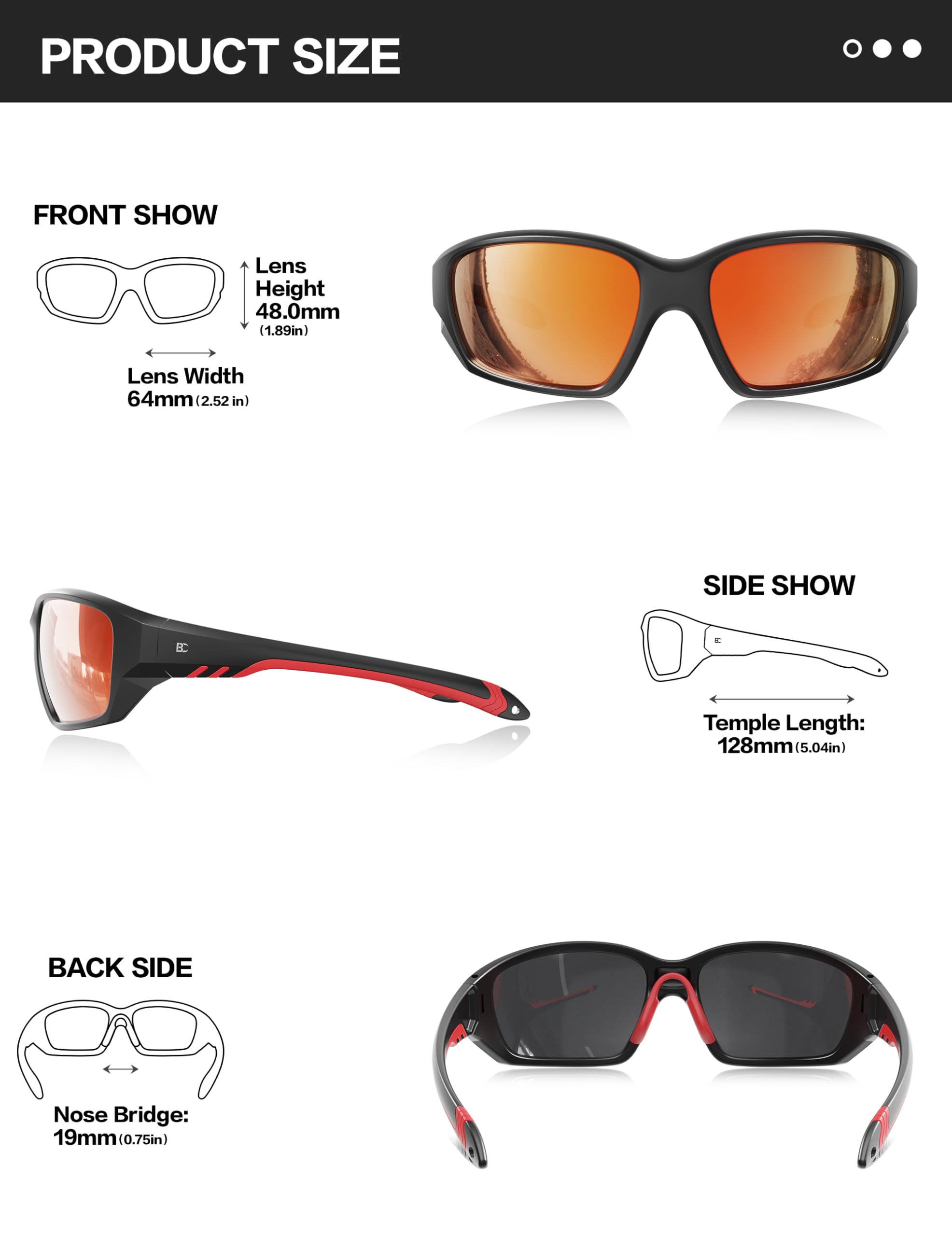 Polarisierte Sport-Sonnenbrille für Herren und Damen: UV-Schutz für Angeln, Fahren, Radfahren, Laufen