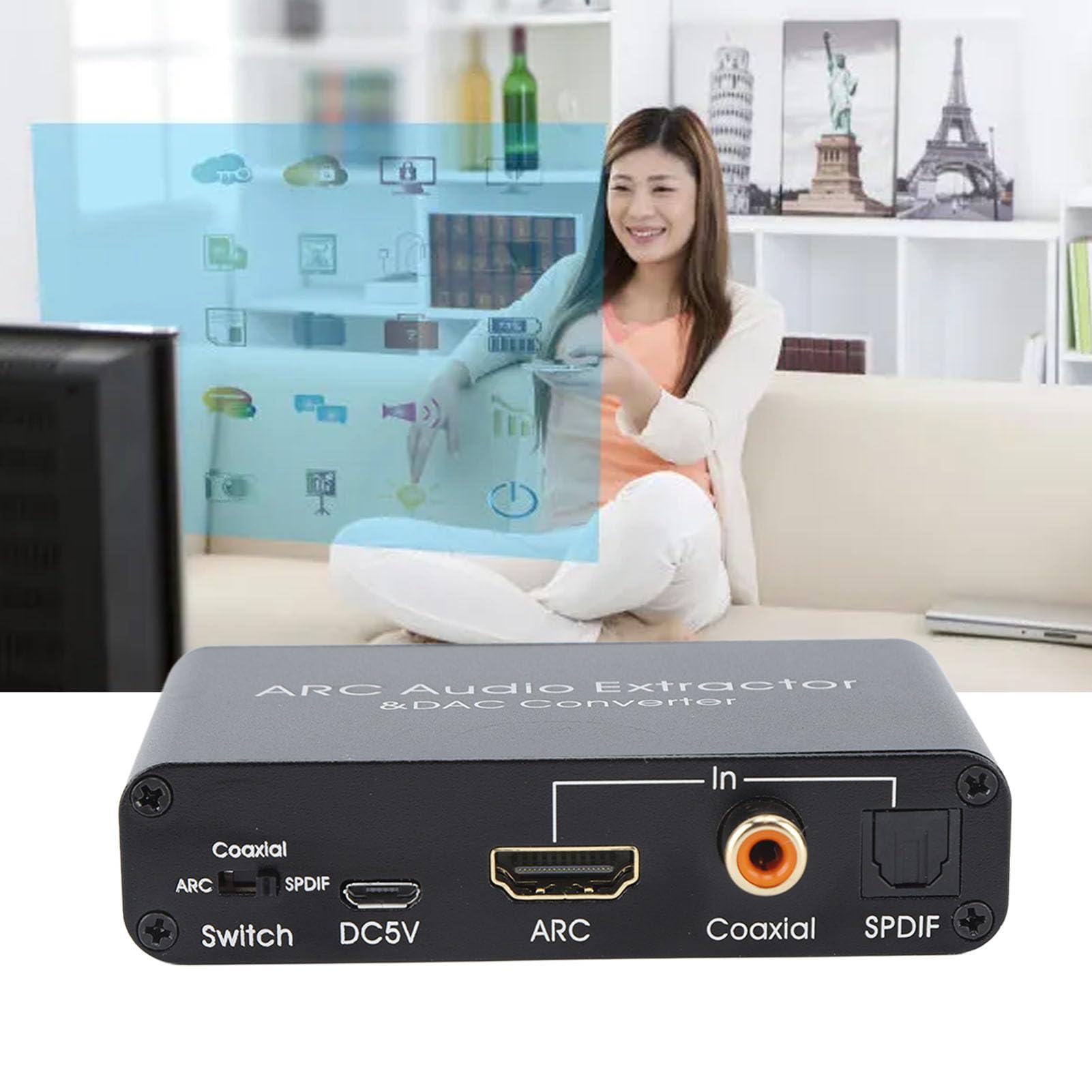 Convertitore Audio Digitale-analogico DAC, Uscita Cuffie Coassiale Ottica ARC a 3,5 Mm con Controllo del Volume, per Estrattore Audio TV 192 KHz 5.1