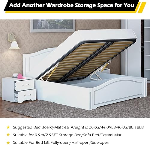 Miniatura 6 de Dyna-Living Black & White Bed Lift Mechanism 2.03FT Hydraulic Bed Lift Kit 22kg48.5lbs Load Capacity Pneumatic Gas Spring Bed Lift