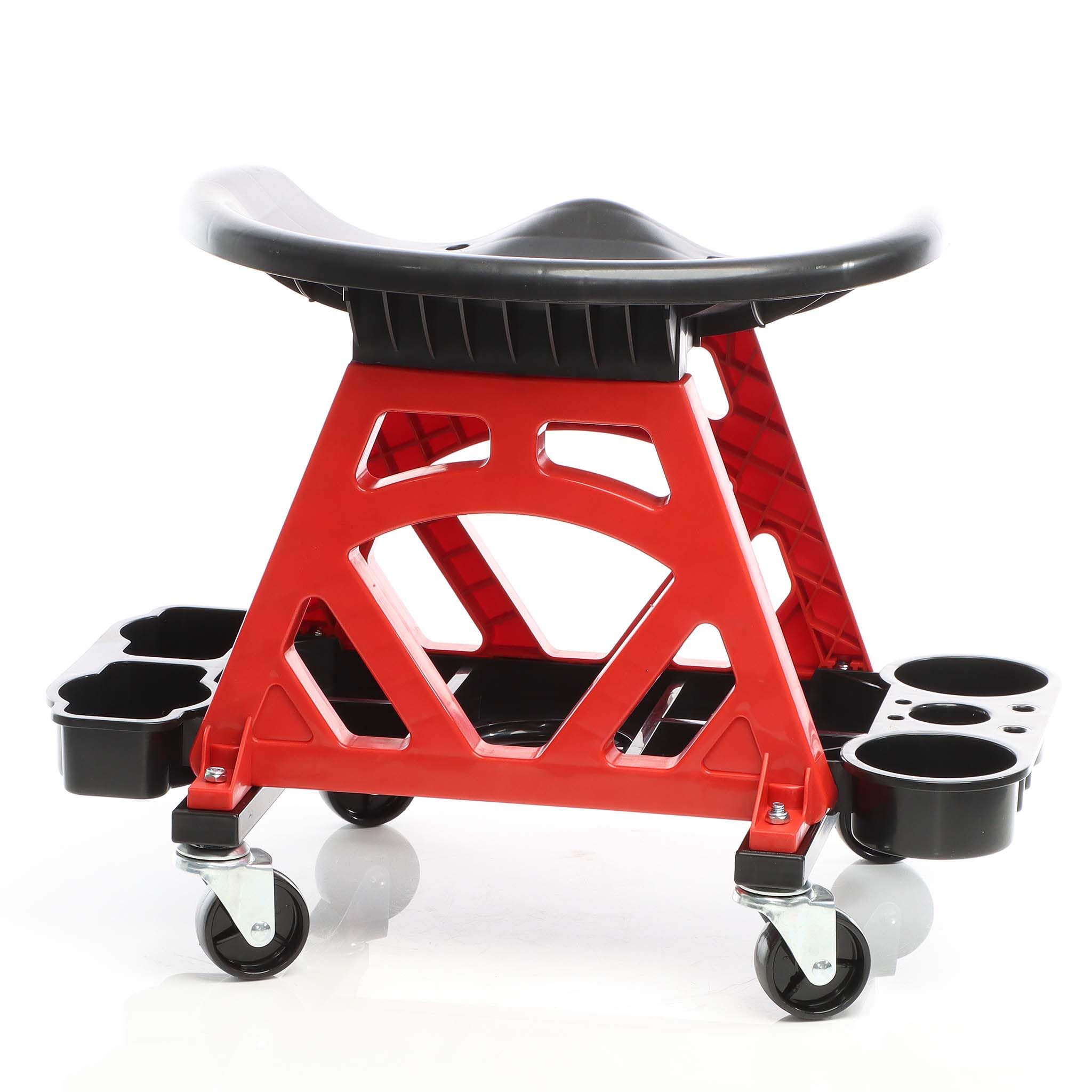 XPOtool Carro de taller con asiento con ruedas hasta 150 kg, asiento de taller giratorio 360°, con bandeja para herramientas