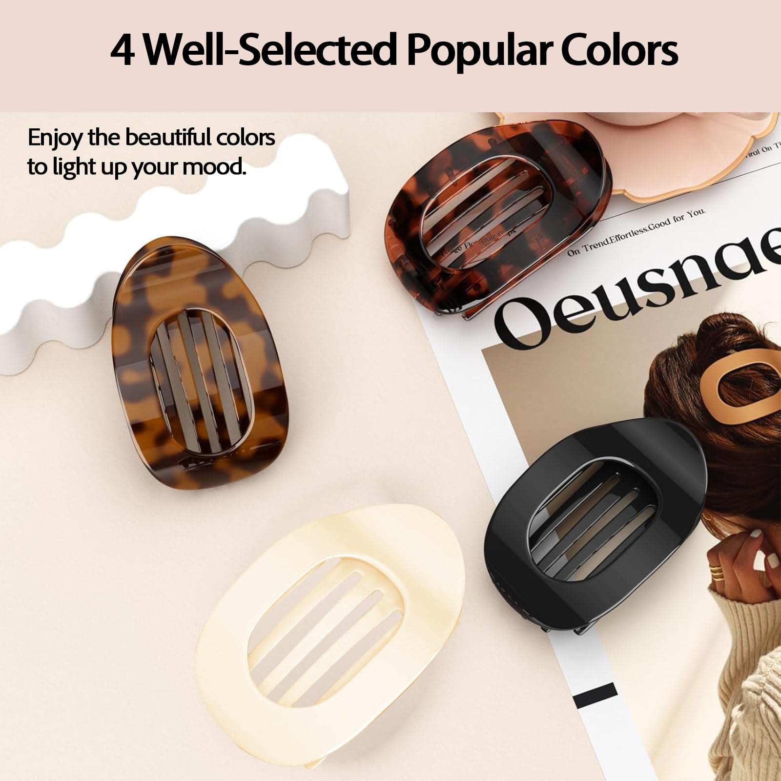 VivaSmile 4 PCS Flat Hair Clips for Women Curved Design Duckbill Hair Clips for Lying Driving - Image 4