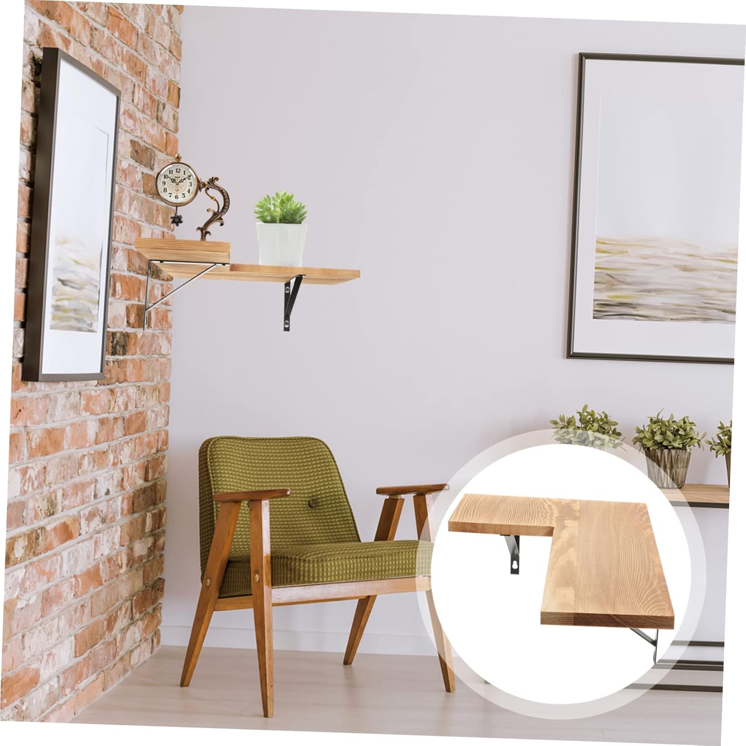 Mobestech Wooden Corner Shelf Space-Saving Wall-Mounted Storage Rack for Kitchen and Bathroom Pine Floating Shelf for Small Items Organizer Rustic Home Decor